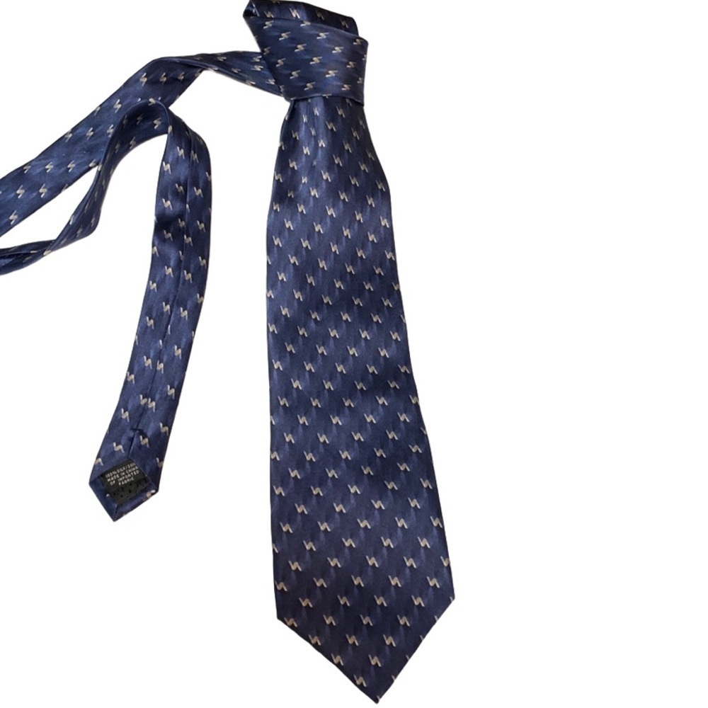 Bill Blass Neo line silk tie Lightning bolt blue